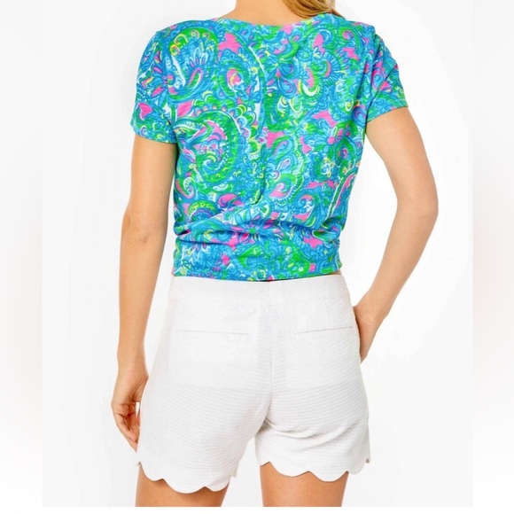 Lilly Pulitzer Buttercup Scallop Shorts Resort White Wave Jacquard Waffle Fabric - Picture 14 of 16